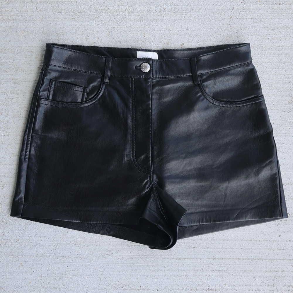 Wilfred Black Faux Leather Shorts